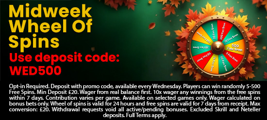 Midweek wheel of prizes